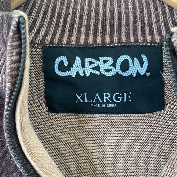 Carbon 2 Cobalt Mens Cotton Ribbed Knit Brown Quarter Zip Size XL - Picture 9 of 9